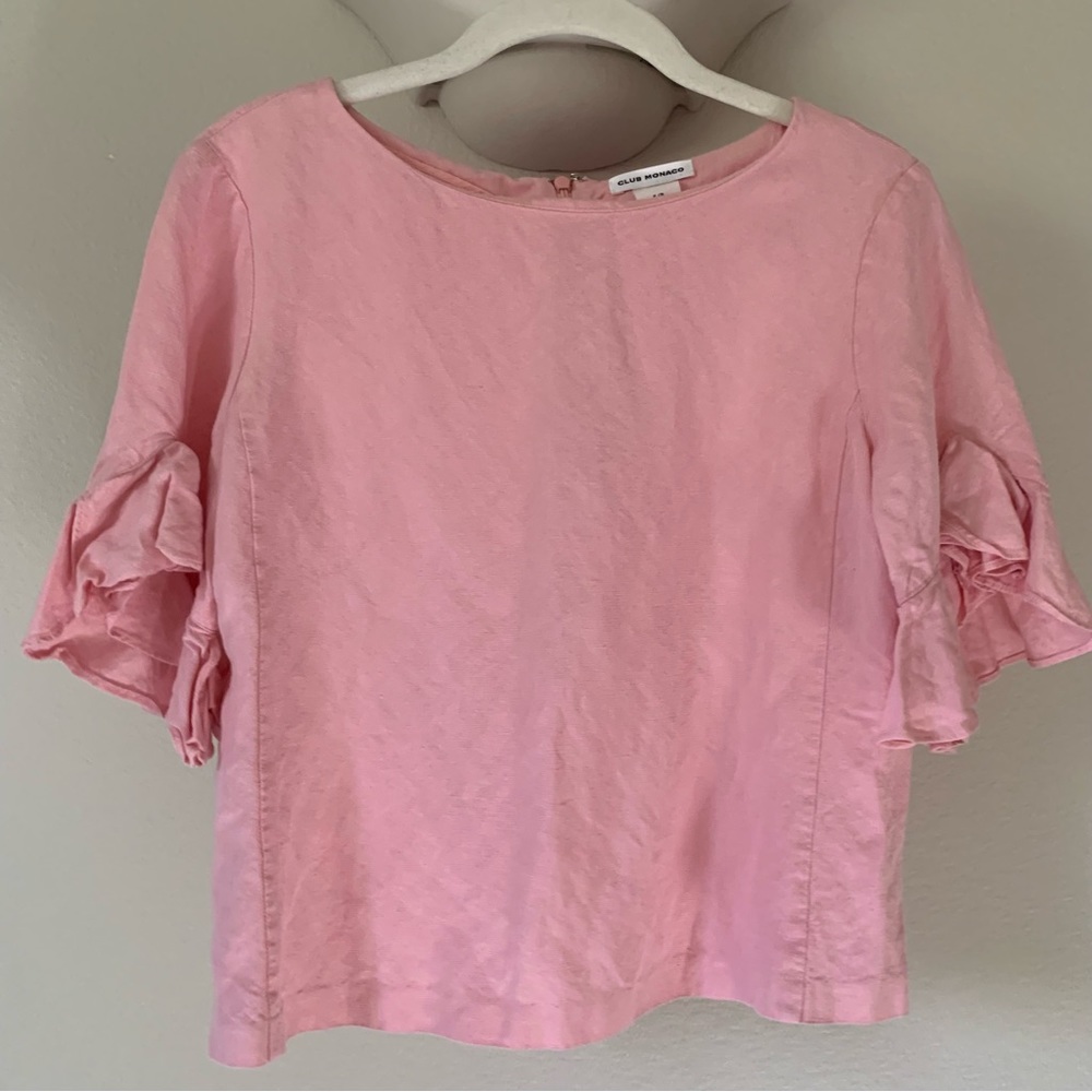 club monaco pink short sleeve blouse top